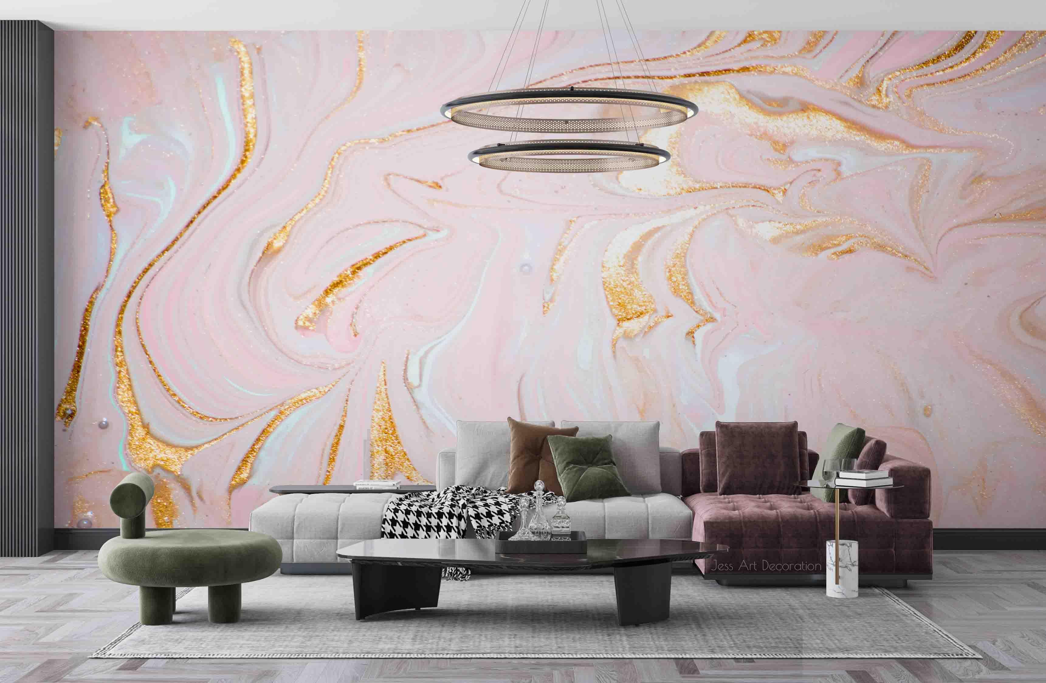 3D Pink Gold Marble Texture Wall Mural Wallpaper GD 2556- Jess Art Decoration