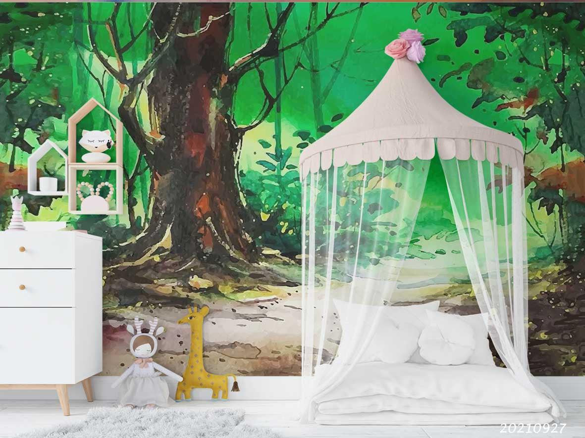 3D Green Tree Road Landscape Oil Painting Wall Mural Wallpaper LQH 117- Jess Art Decoration