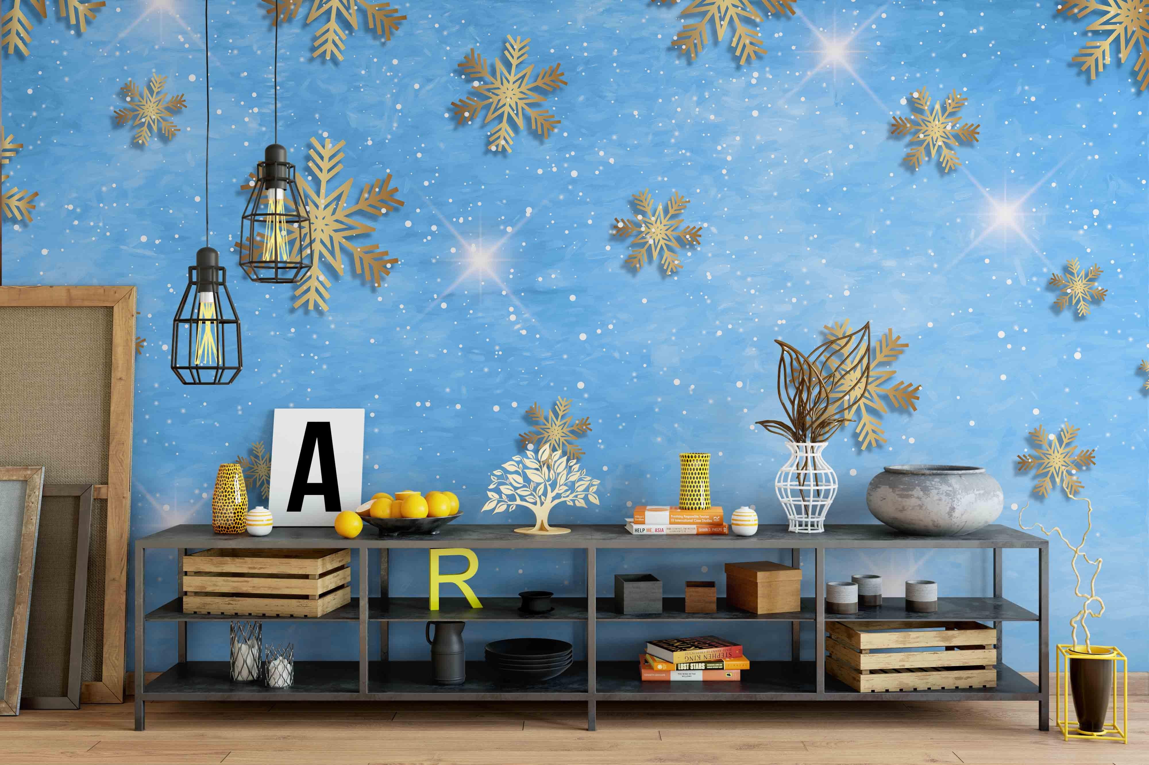 3D Blue Snowflake Wall Mural Wallpaper 28- Jess Art Decoration