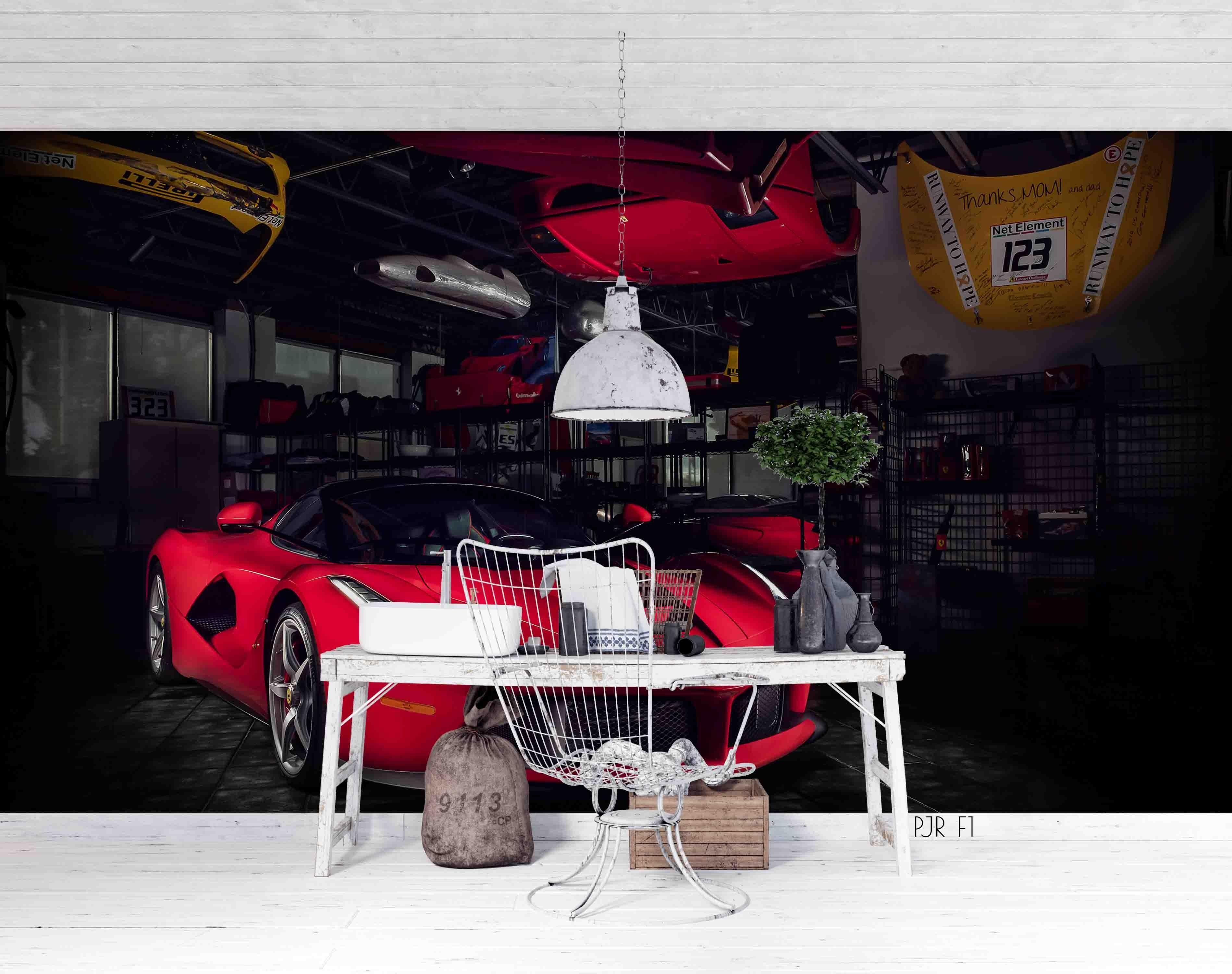 3D Morden Red Car Wall Mural Wallpaper WJ 2055- Jess Art Decoration