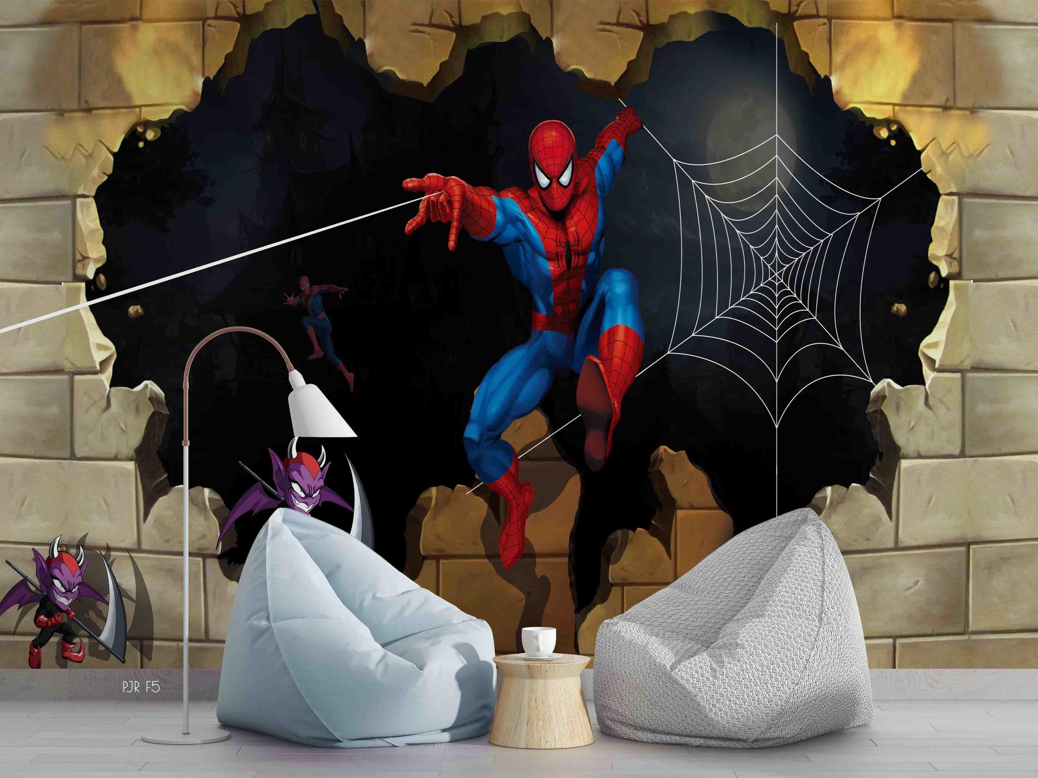 3D Spider Web Superhero spider web superhero mural wall mural wallpaper for kids room - view 4