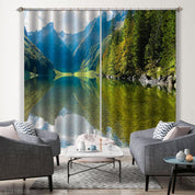 3D Peak Woods River Reflection Landscape Curtains and Drapes GD 313- Jess Art Decoration