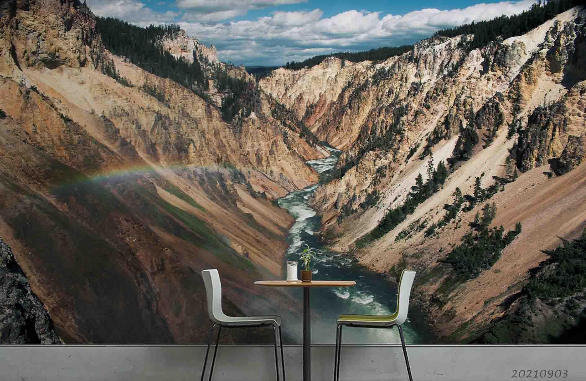 3D Cloud Mountain River Sky Wall Mural Wallpaper LQH 101- Jess Art Decoration