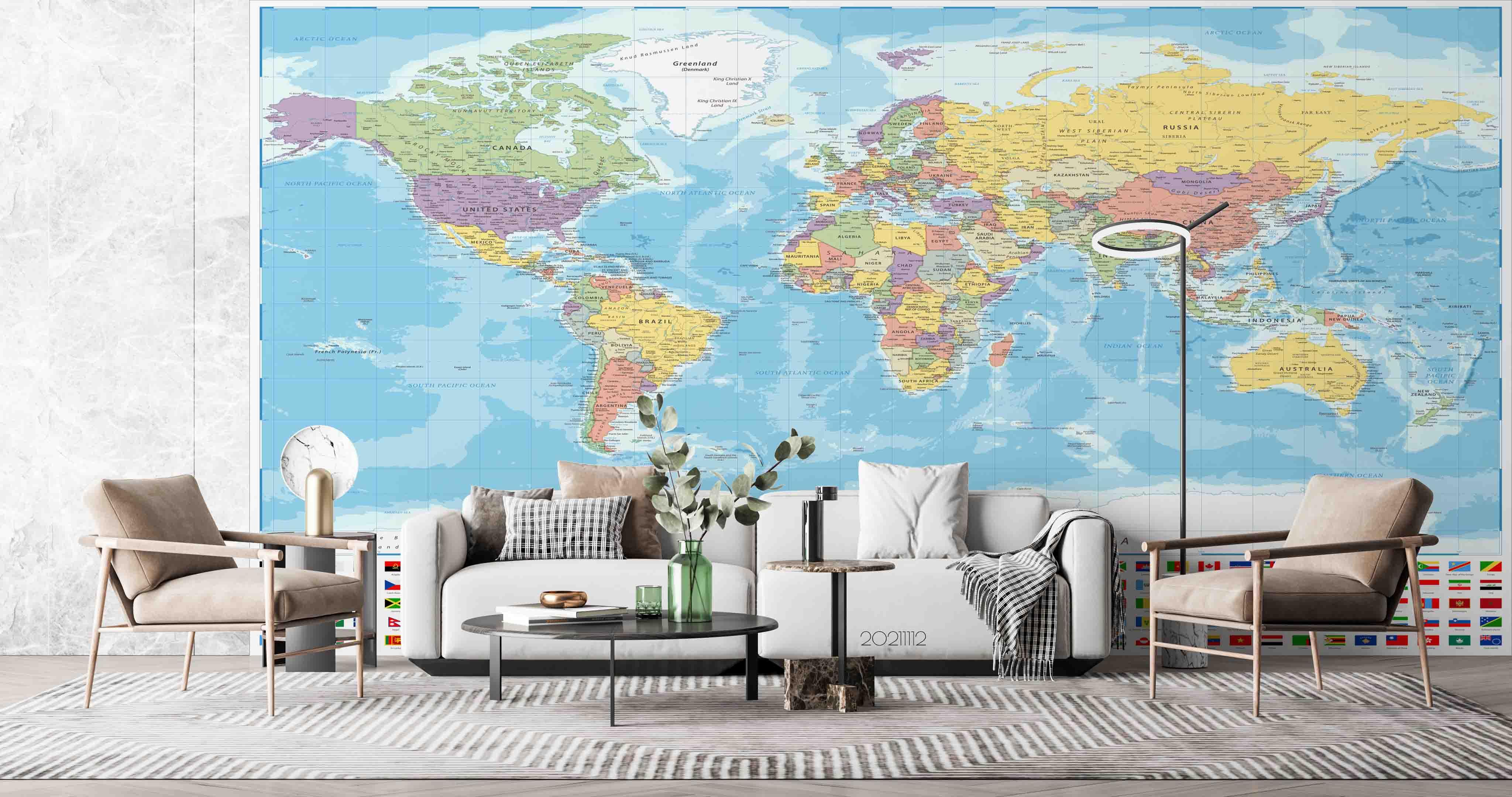 3D Blue World Map Wall Mural Wallpaper LQH 16- Jess Art Decoration