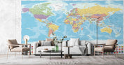 3D Blue World Map Wall Mural Wallpaper LQH 16- Jess Art Decoration