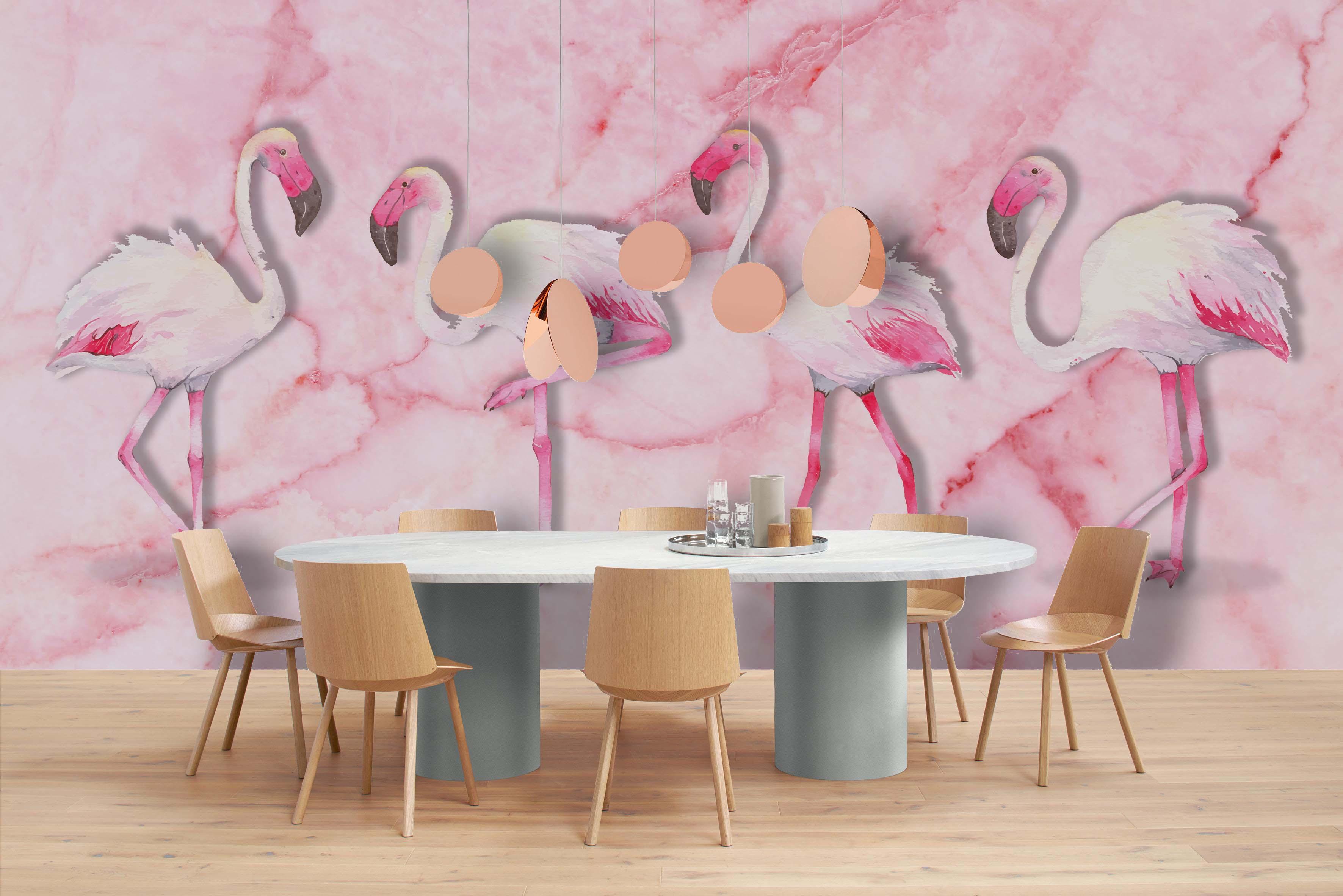 3D Pink Flamingo Wall Mural Wallpaper 46- Jess Art Decoration