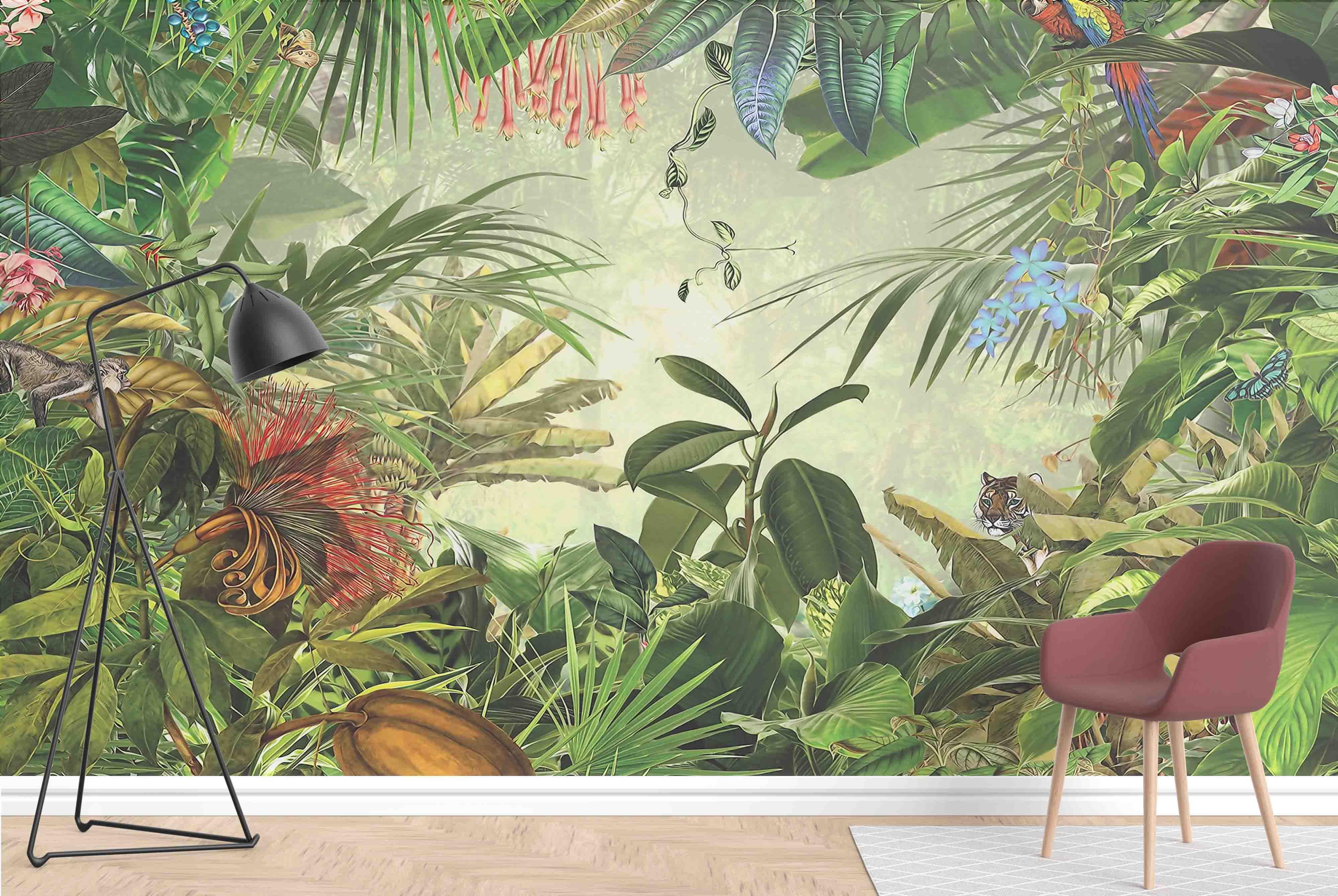 3D Tropical Jungle Bird Wall Mural Wallpaper LQH 544- Jess Art Decoration