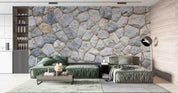 3D Cobblestone Rock Texture rounded cobblestone texture wall mural wallpaper for dining room - view 4