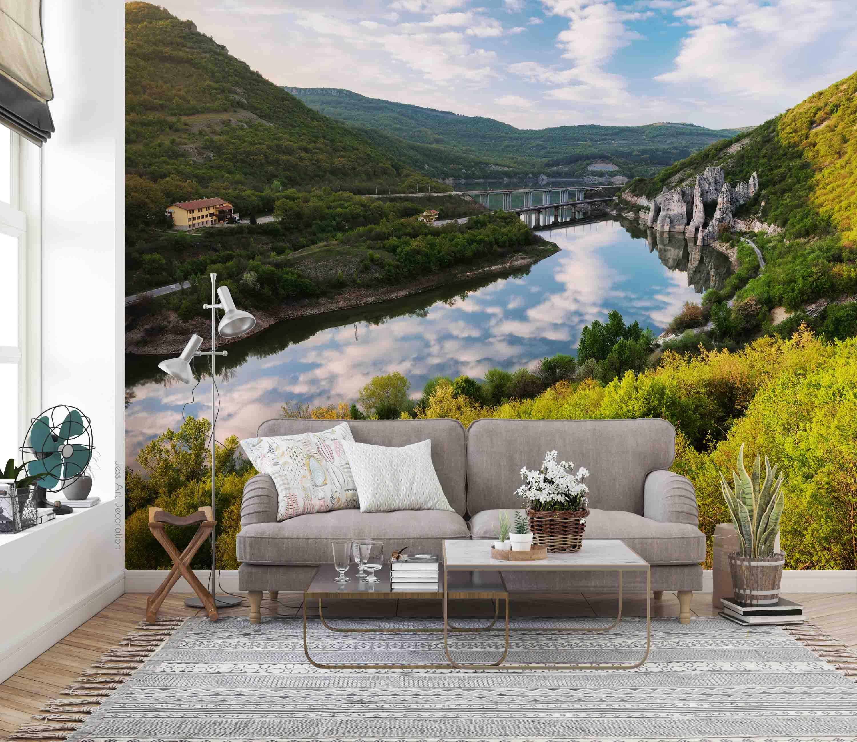 3D Mountain River Wall Mural Wallpaper sww 174- Jess Art Decoration