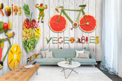 3D Vegetable Fruit Bike Apple Board Wall Mural Wallpaper 62- Jess Art Decoration