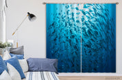 3D Ocean Blue Fish Swarm Sunbeam Curtains and Drapes GD 4875- Jess Art Decoration
