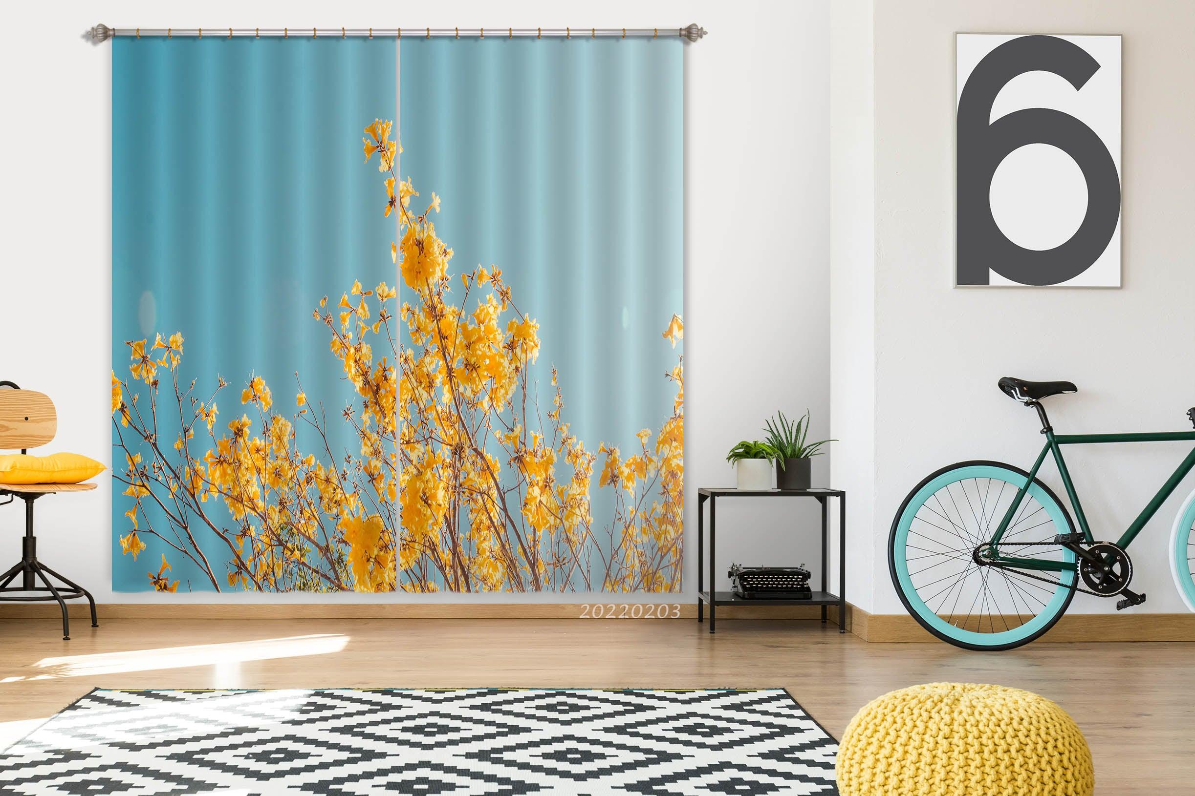 3D Yellow Spring Flower Curtains and Drapes GD 1058- Jess Art Decoration