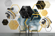 3D Geometric Hexagon Marble Wall Mural Wallpaper LQH 372- Jess Art Decoration