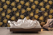 3D Hand Drawn Golden Maple Leaf Wall Mural Wallpaper LQH 53- Jess Art Decoration