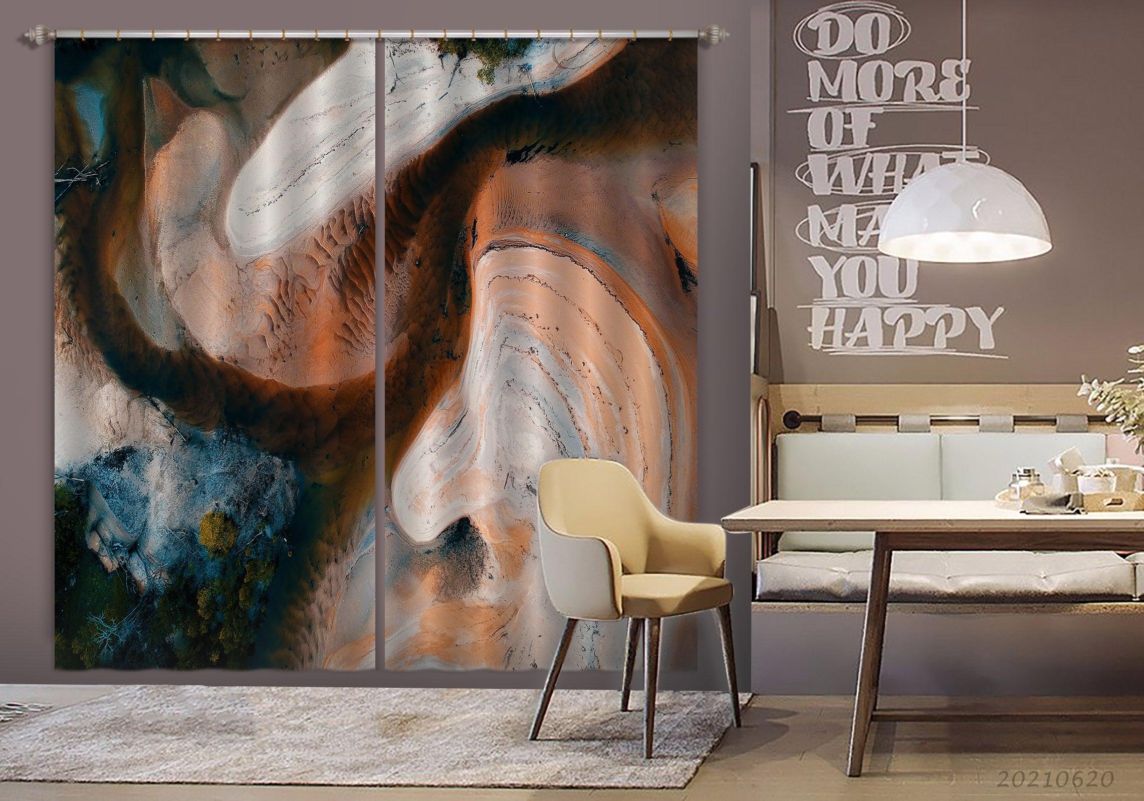 3D Abstract Aerial View Mountains Scenery Curtains and Drapes GD 757- Jess Art Decoration