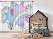 3D Cartoon Sky Rainbow Hot Air Balloon Love Heart Curtains and Drapes LLL 461- Jess Art Decoration