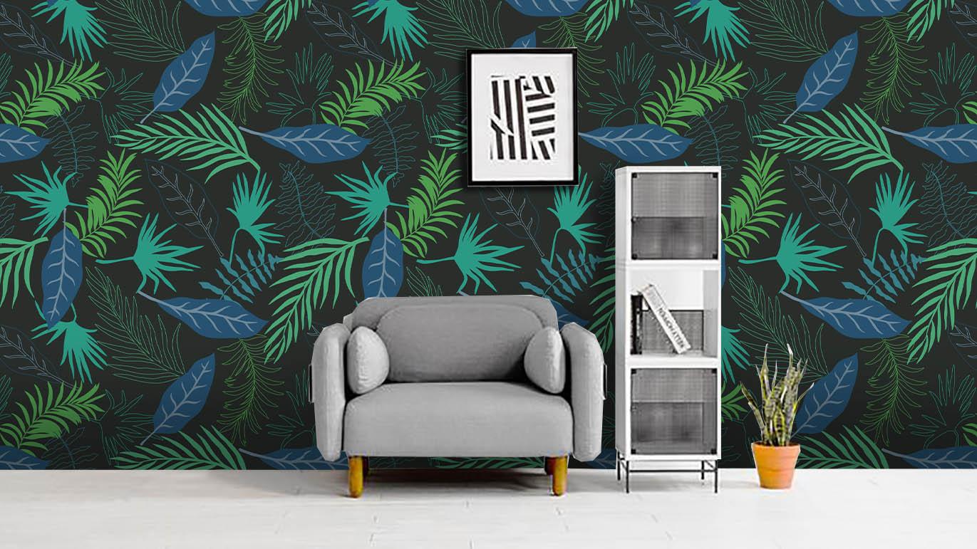 3D Green Blue Leaves Wall Mural Wallpaper 57- Jess Art Decoration