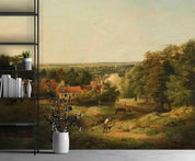 3D House Field Farmer Tree Oil Painting Wall Mural Wallpaper GD 4421- Jess Art Decoration