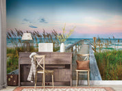 3D Beach Reed Grass Trestle Wall Mural Wallpaper LQH 194- Jess Art Decoration