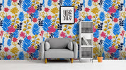 3D Blue Yellow Leaves Wall Mural Wallpaper 34- Jess Art Decoration