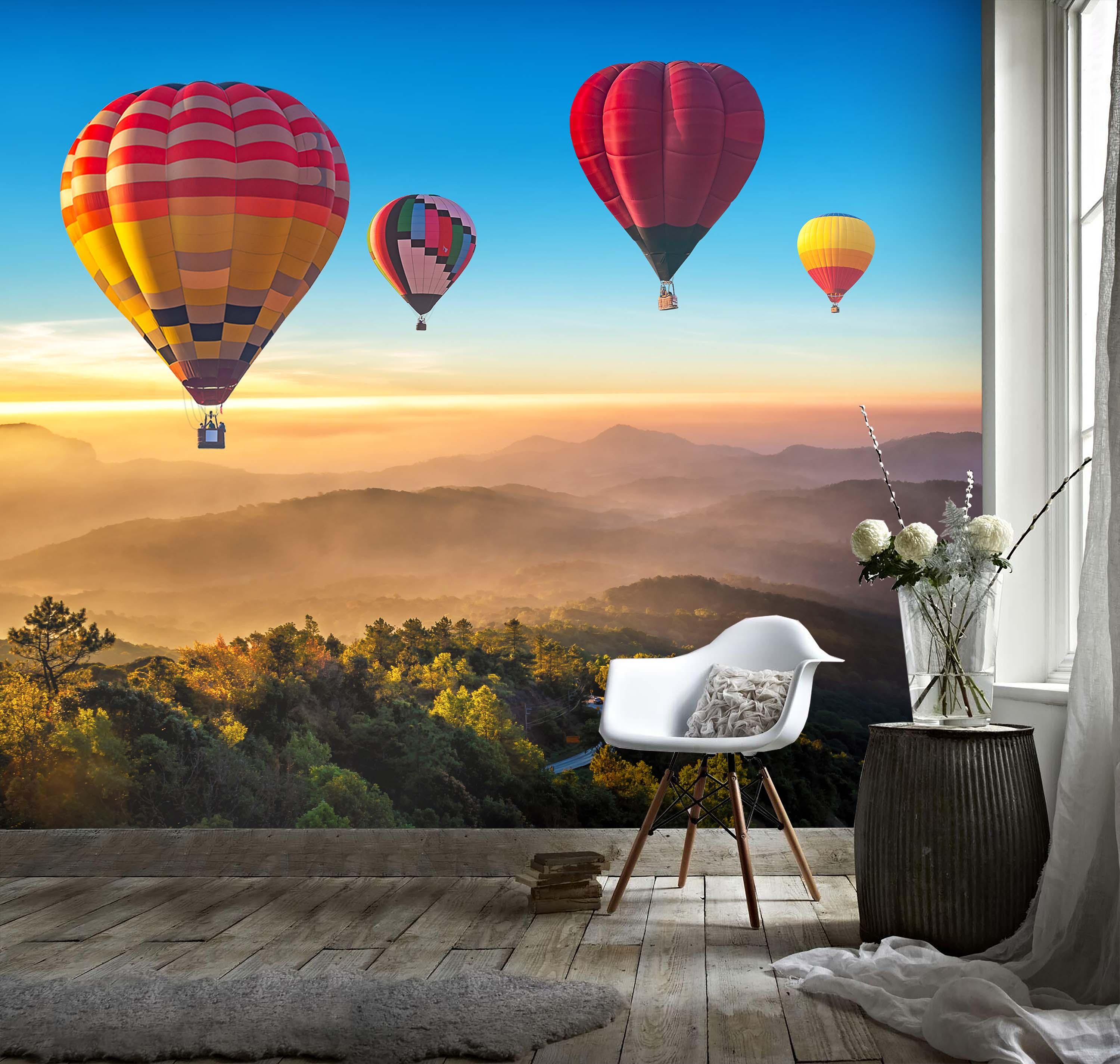 3D Mountain Color Hot Air Balloon  Wall Mural Wallpaper 152- Jess Art Decoration
