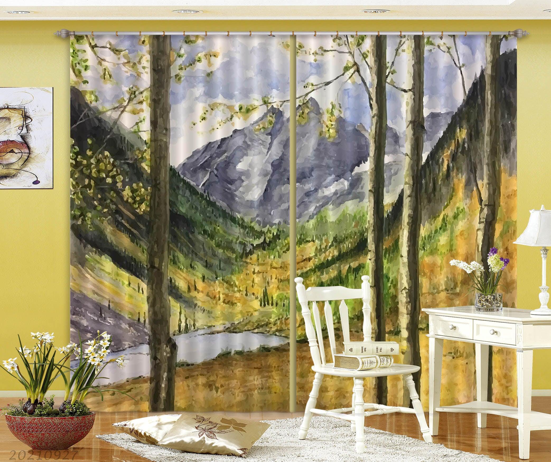 3D Landscape Oil Painting Curtains and Drapes LQH 126- Jess Art Decoration