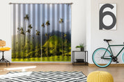 3D Landscape Mountain Green Plant Coconut Tree Fog Curtains and Drapes GD 4756- Jess Art Decoration
