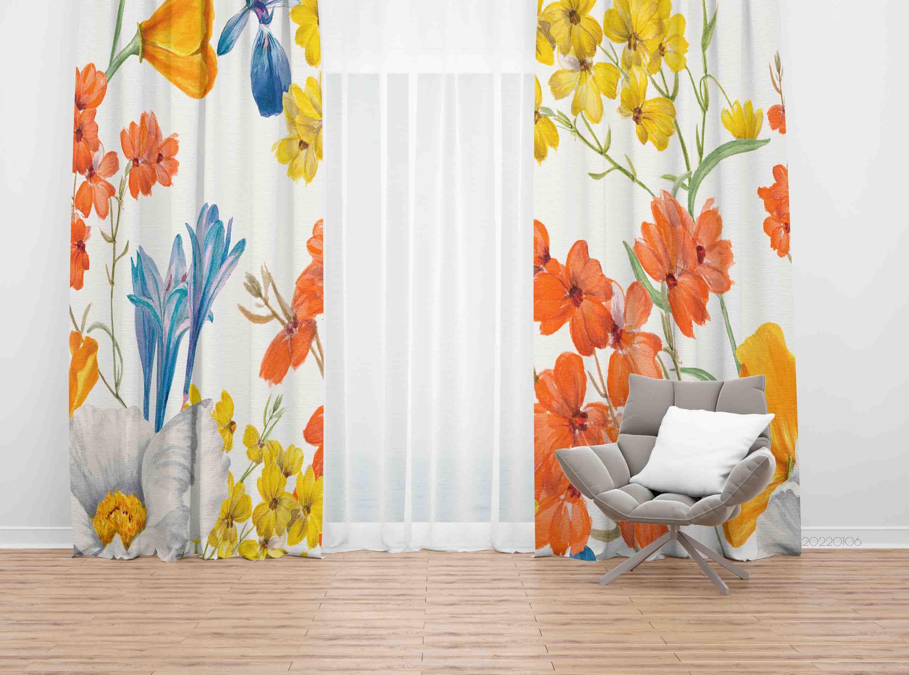 3D Colorful Flower Pattern Background Curtains and Drapes GD 193- Jess Art Decoration
