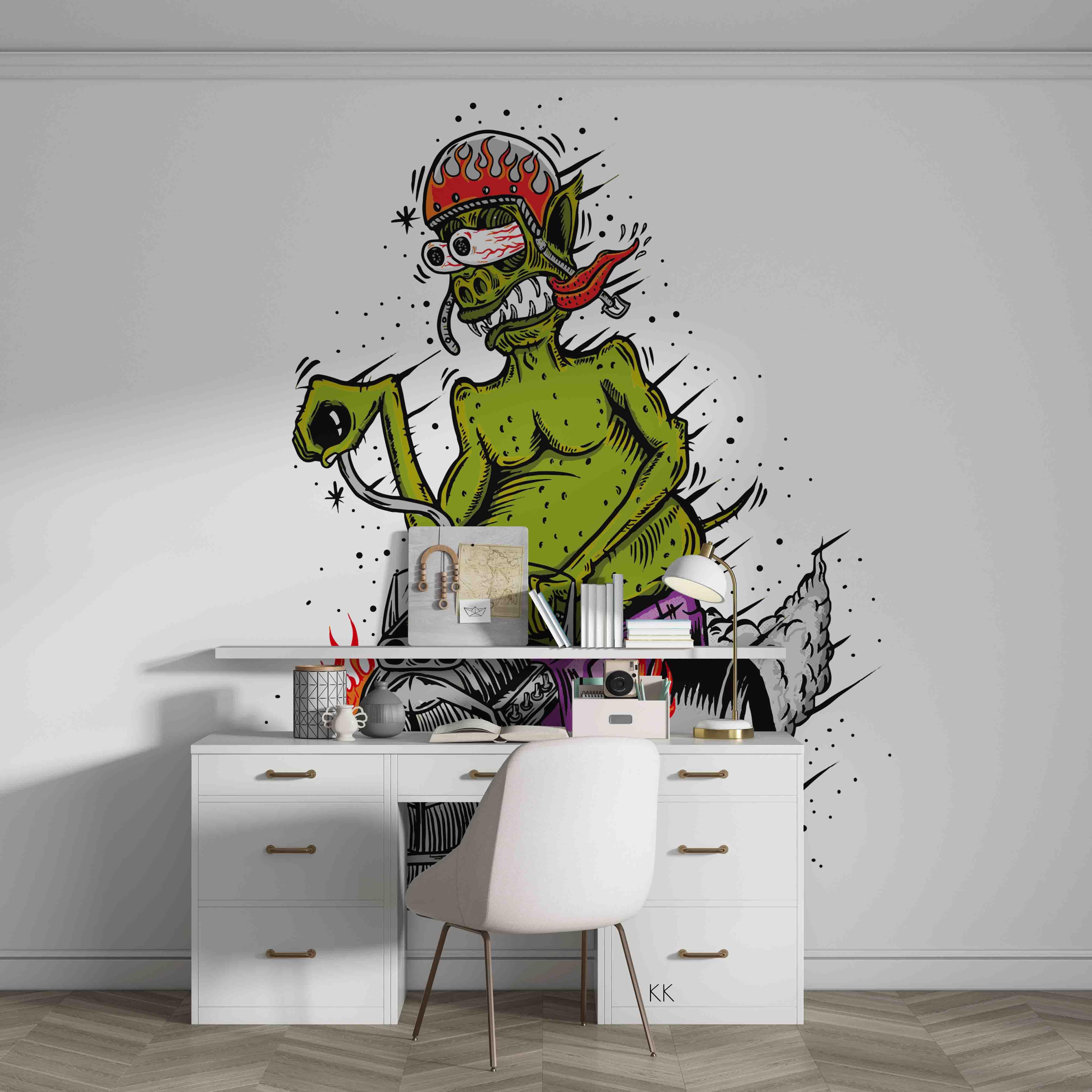 3D Abstract Doodle Monster Drive Pattern Wall Mural Wallpaper GD 3256- Jess Art Decoration