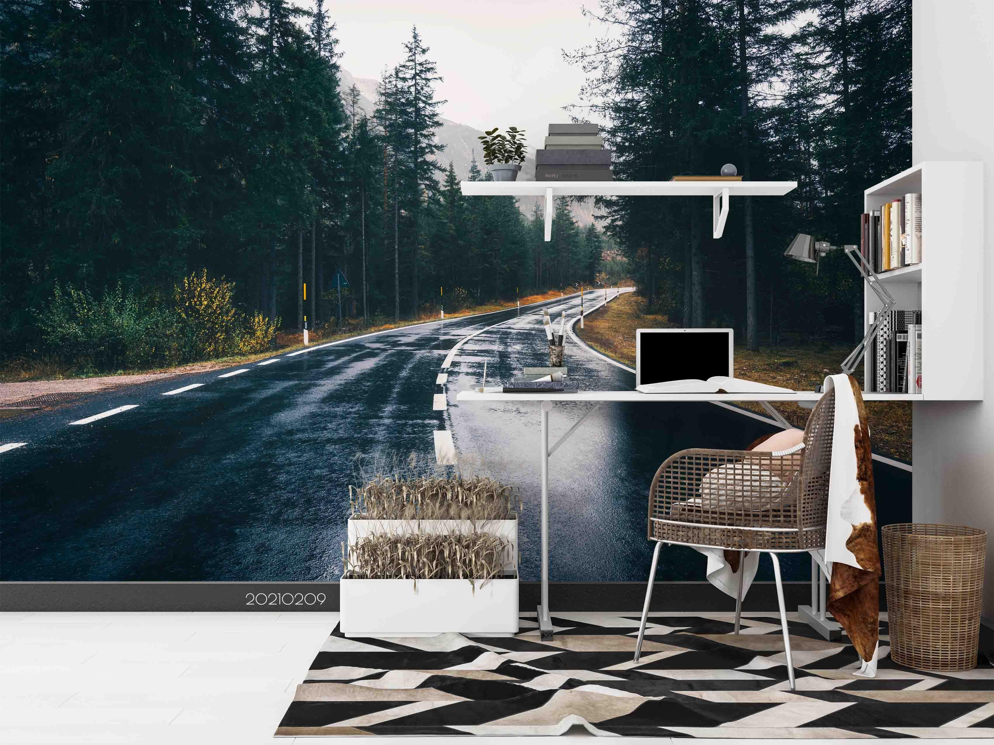 3D Road Forest Landscape Wall Mural Wallpaper LQH 224- Jess Art Decoration