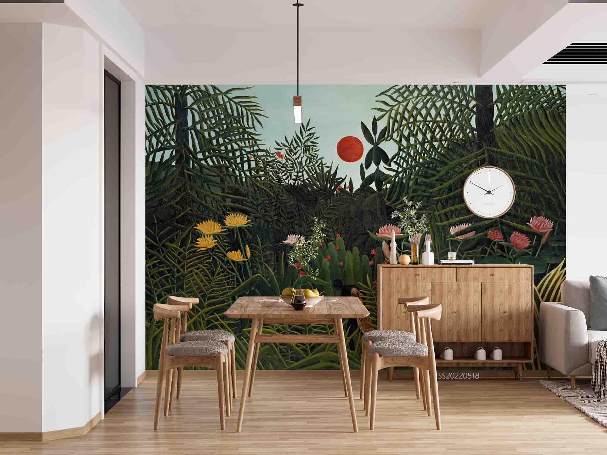 3D Forest Floral Sunrise Wall Mural Wallpaper  SWW  113- Jess Art Decoration