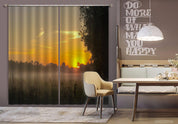 3D Woods Tall Grass Fog Sunrise Scenery Curtains and Drapes GD 2003- Jess Art Decoration