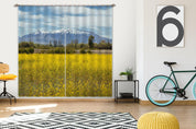 3D Yellow Rape Flower Woods Snow Mountain Curtains and Drapes GD 1048- Jess Art Decoration
