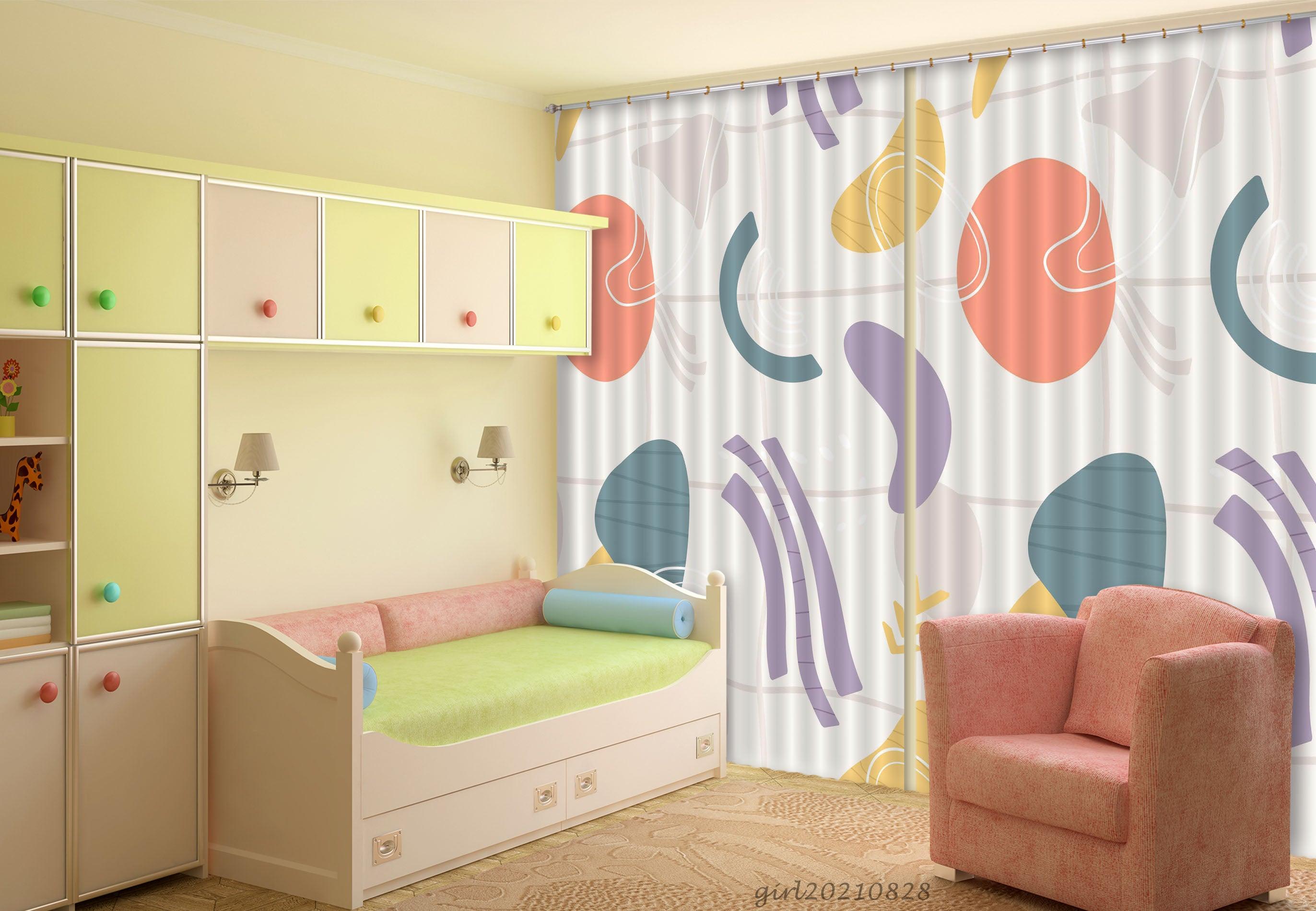 3D Abstract Color Shape Curtains and Drapes LQH 32- Jess Art Decoration