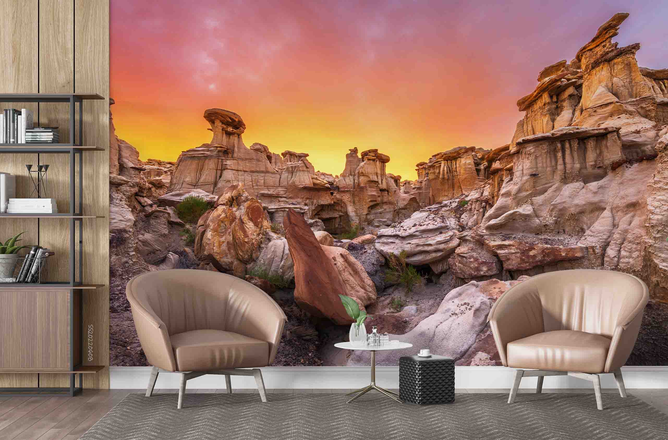 3D Canyon Rock Sunset Landscape Wall Mural Wallpaper GD 477- Jess Art Decoration