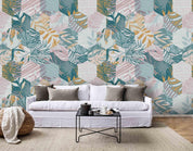 3D Hexagon Leaves Honeycomb Wall Mural Wallpaper 166- Jess Art Decoration