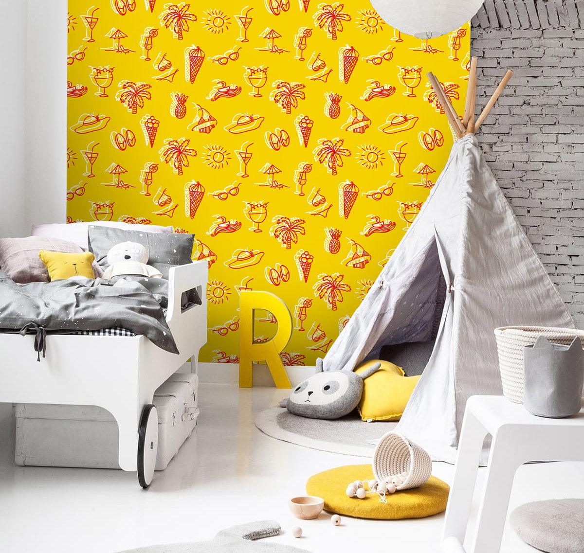3D Summer Amorous Feelings Yellow Wall Mural Wallpaper 56- Jess Art Decoration