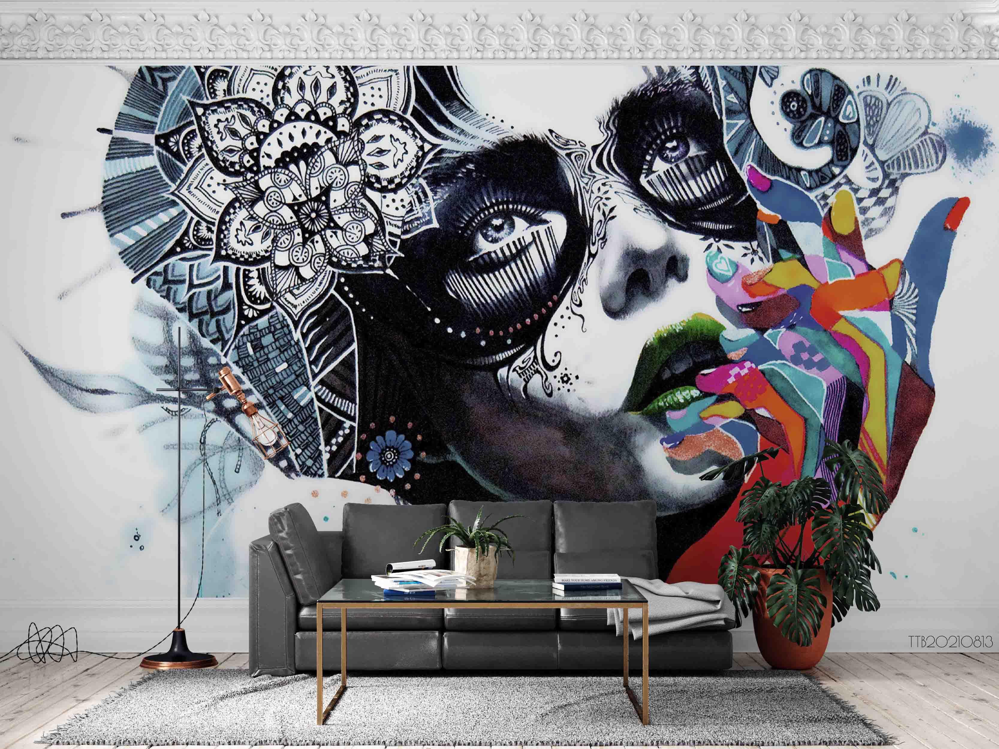 3D Graffiti Abstract Woman Wall Mural Wallpaper 5122- Jess Art Decoration
