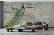 3D Animal Peacock Floral Wall Mural Wallpaper LQH 596- Jess Art Decoration