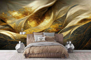 3D Oriental Retro Style Golden Waves Texture Wall Mural Wallpaper GD 1888- Jess Art Decoration