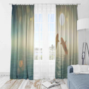 3D Sunset Sea Whale Curtains and Drapes LQH 1- Jess Art Decoration