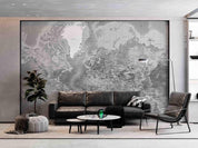 3D World Map Grey Wall Mural Wallpaper GD 3147- Jess Art Decoration
