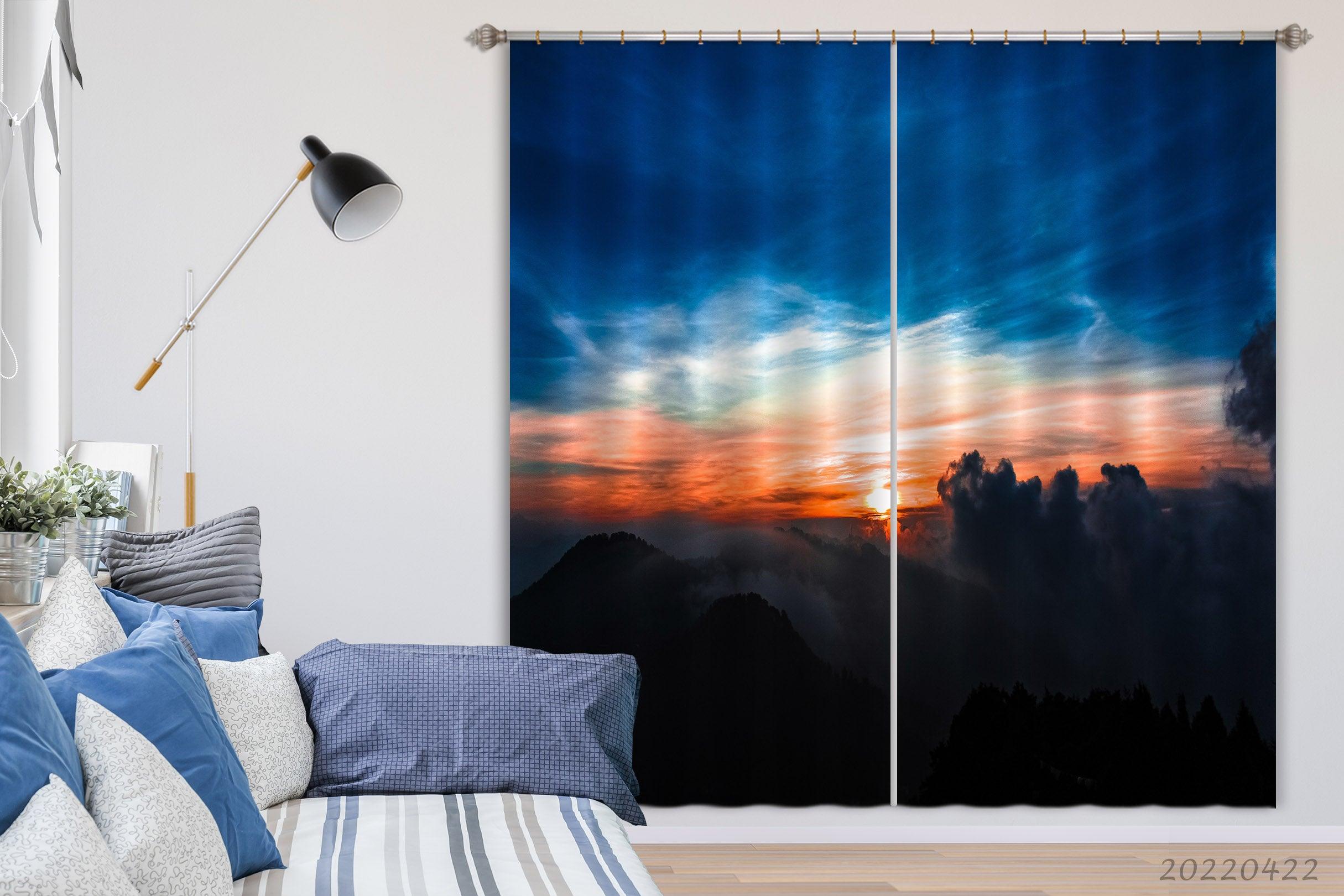 3D Landscape Mountain Forest Cloud Fog Sunset Curtains and Drapes GD 4192- Jess Art Decoration