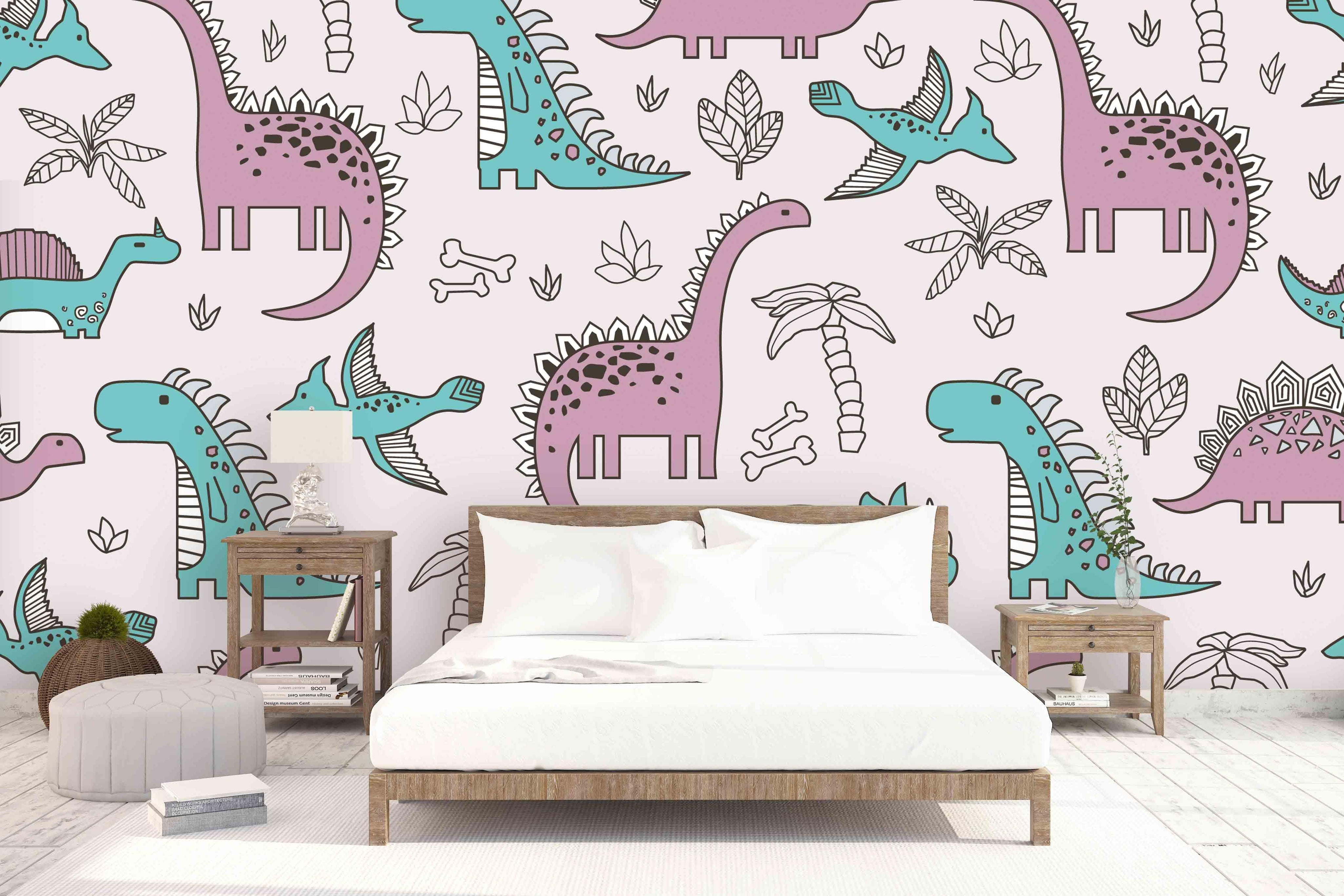 3D Cartoon Color Dinosaur Wall Mural Wallpaper 21- Jess Art Decoration