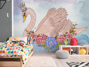3D Swan Floral Animal swan floral nursery mural wall mural wallpaper for nursery - view 7