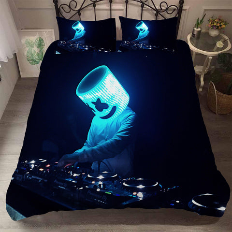 3D Black Blue Marshmello Doctom Quilt Cover Set Bedding Set Pillowcases 16- Jess Art Decoration