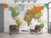 3D Colourful World Map Wall Mural Wallpaper WJ 6637- Jess Art Decoration