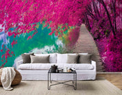 3D Wooden Walkway Forest Blossom River Wall Mural Wallpaper 90- Jess Art Decoration
