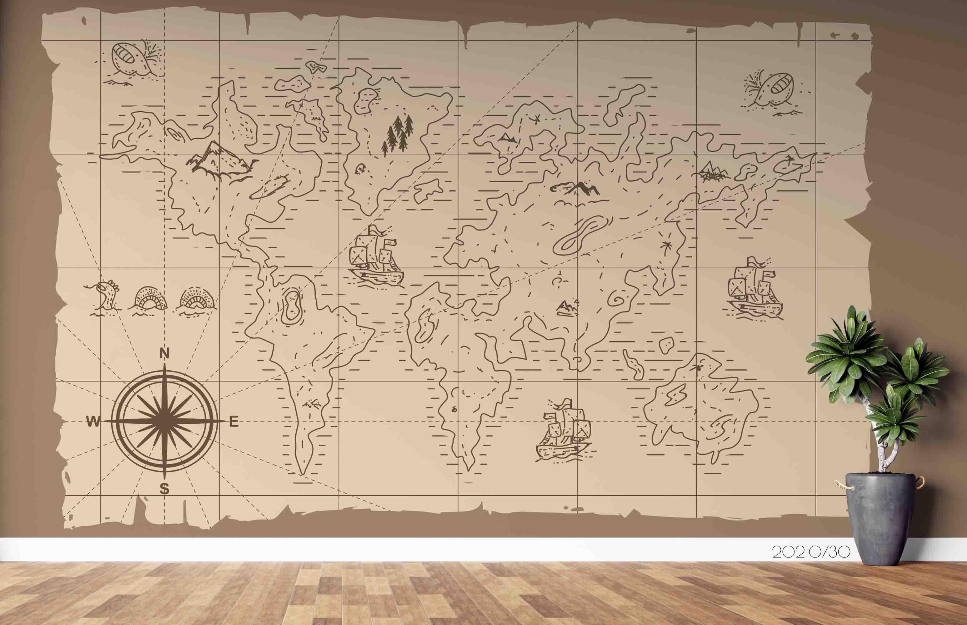 3D Vintage Hand-painted Map World Wall Mural Wallpaper SWW4475- Jess Art Decoration