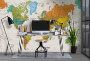 3D Colourful World Map Wall Mural Wallpaper WJ 2174- Jess Art Decoration